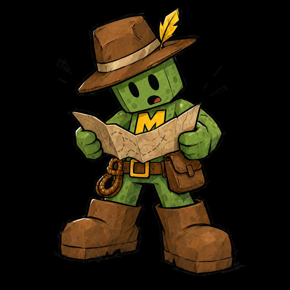 Minemo reading a map